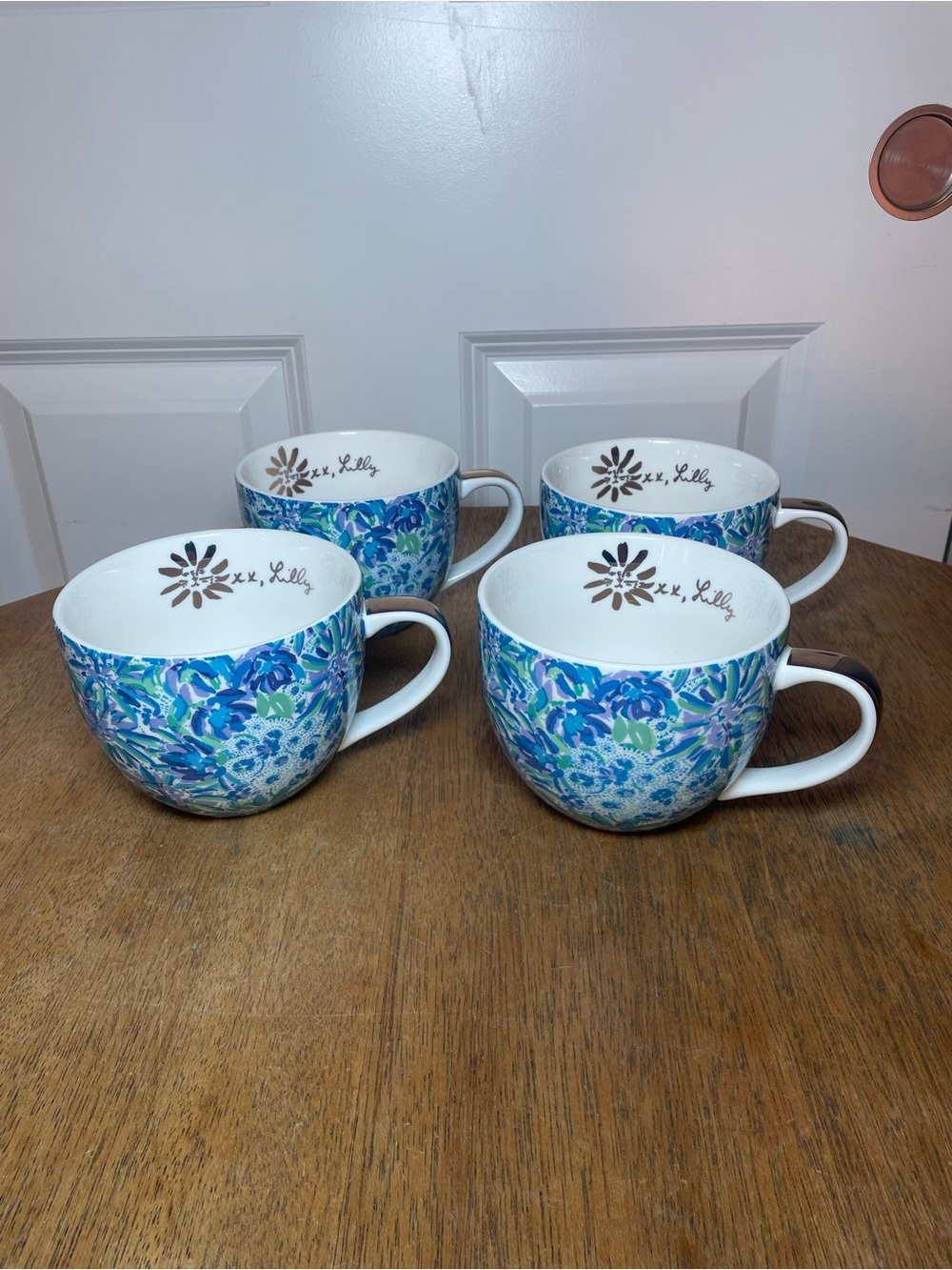 Lilly Pulitzer Blue & Green Floral Ceramic Mug Set - 4 Pack